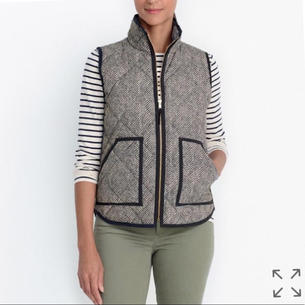 J Crew Herringbone Quilted Puffer Vest